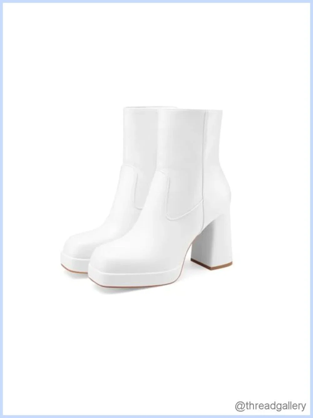 Women's Chunky Heeled Ankle Boots PU Leather Square Toe Side Zipper Booties Gogo